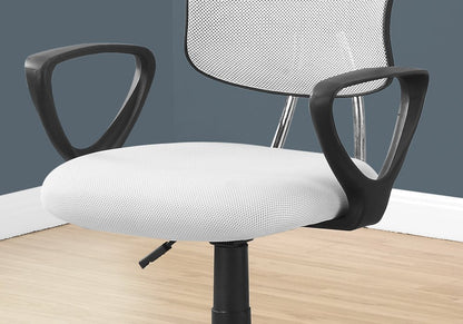 White Polyester Seat Swivel Adjustable Task Chair Mesh Back Plastic Frame