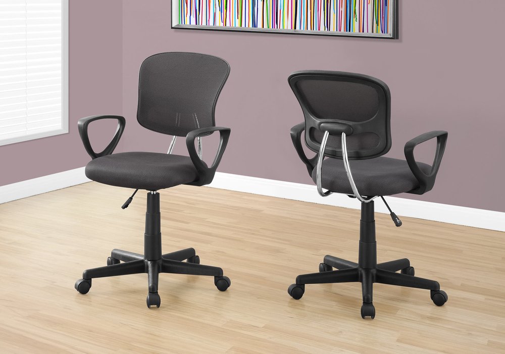 White Polyester Seat Swivel Adjustable Task Chair Mesh Back Plastic Frame
