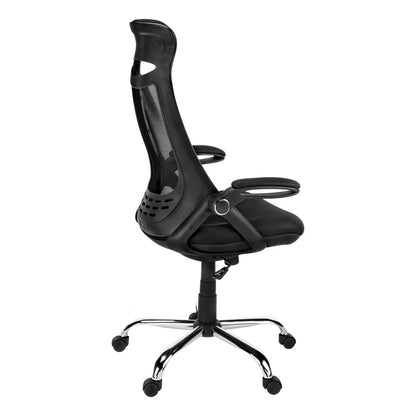 Black And Silver Swivel Rolling Office Chair