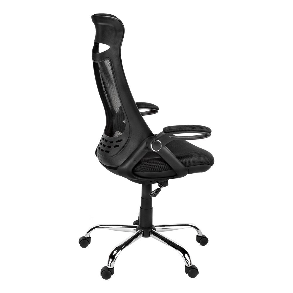 Black and Silver Adjustable Height Swivel Rolling Office Chair