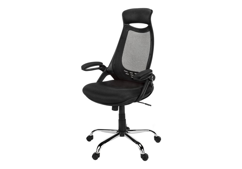 Black And Silver Swivel Rolling Office Chair
