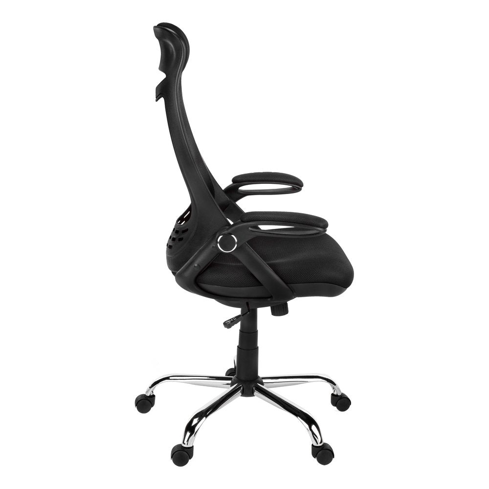 Black And Silver Swivel Rolling Office Chair