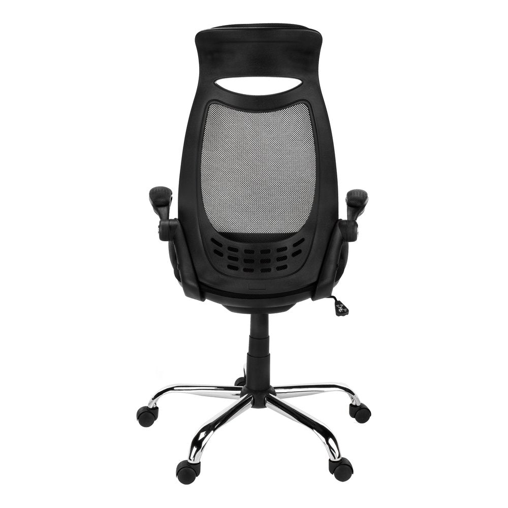 Black And Silver Swivel Rolling Office Chair