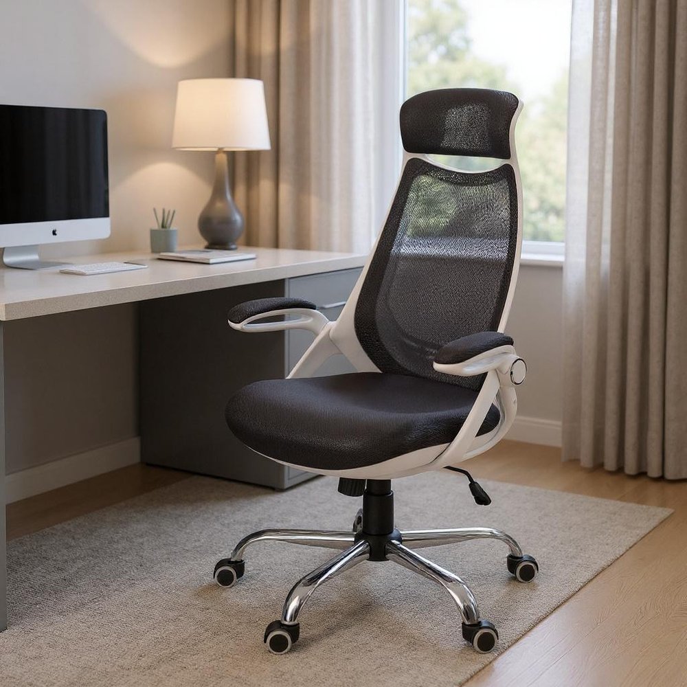 Gray And Silver Swivel Rolling Executive Office Chair