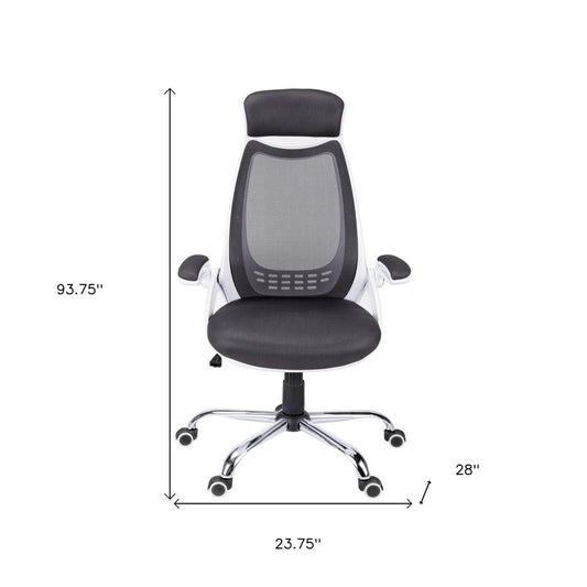 Gray And Silver Swivel Rolling Executive Office Chair