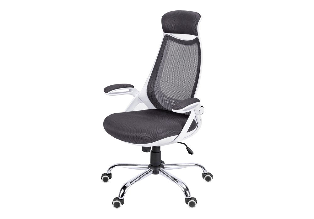 Gray And Silver Swivel Rolling Executive Office Chair