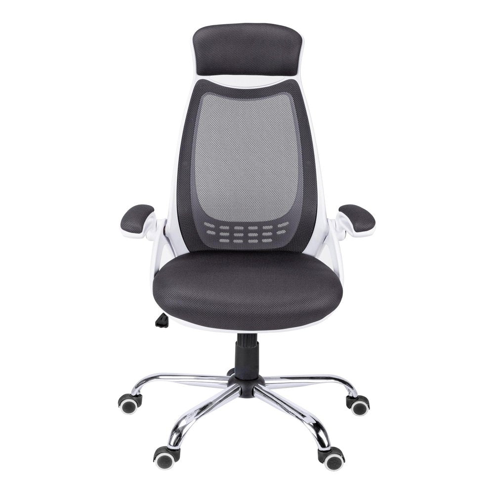 Gray Black and Silver Adjustable Height Swivel Rolling Executive Office Chair