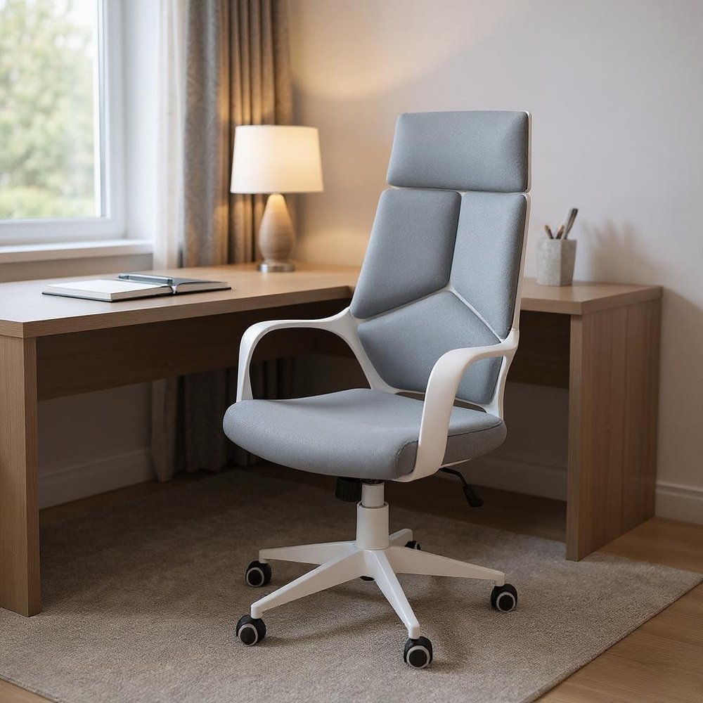 Gray Fabric Tufted Seat Swivel Adjustable Executive Chair Fabric Back Plastic Frame