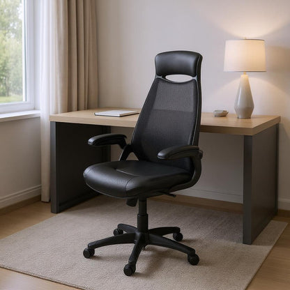 Black Adjustable Swivel Fabric Rolling Executive Office Chair