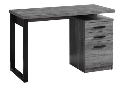 24" Gray and Black Computer Desk With Three Drawers