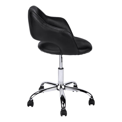 Black and Silver Adjustable Swivel Faux Leather Rolling Office Chair