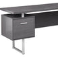 71" Taupe and Silver L Shape Computer Desk With Three Drawers