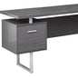 71" Brown and Silver L Shape Computer Desk With Three Drawers