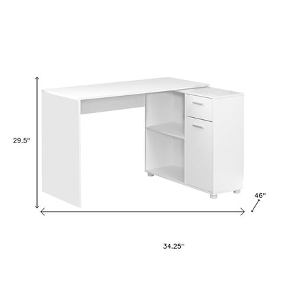 34" Gray L Shape Computer Desk With Two Drawers