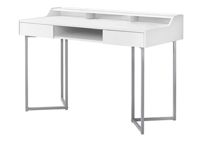 22" Taupe and Black Writing Desk With Two Drawers