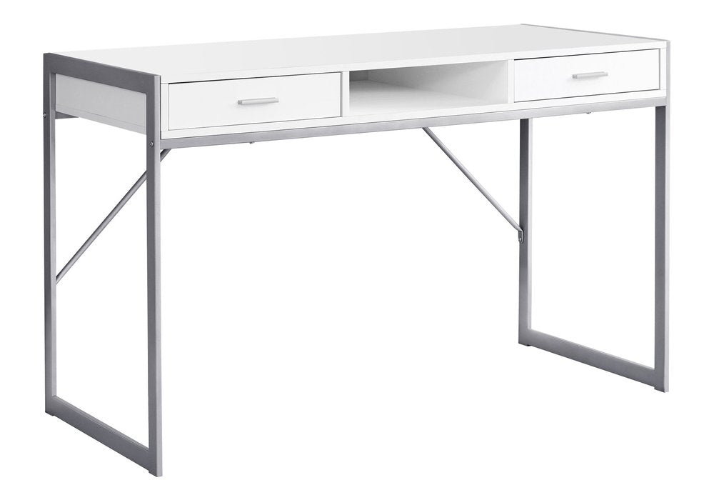48" Dark Brown and Silver Computer Desk With Two Drawers