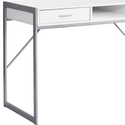 22" White and Silver Computer Desk With Two Drawers