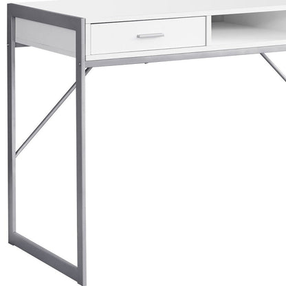 48" Dark Brown and Silver Computer Desk With Two Drawers