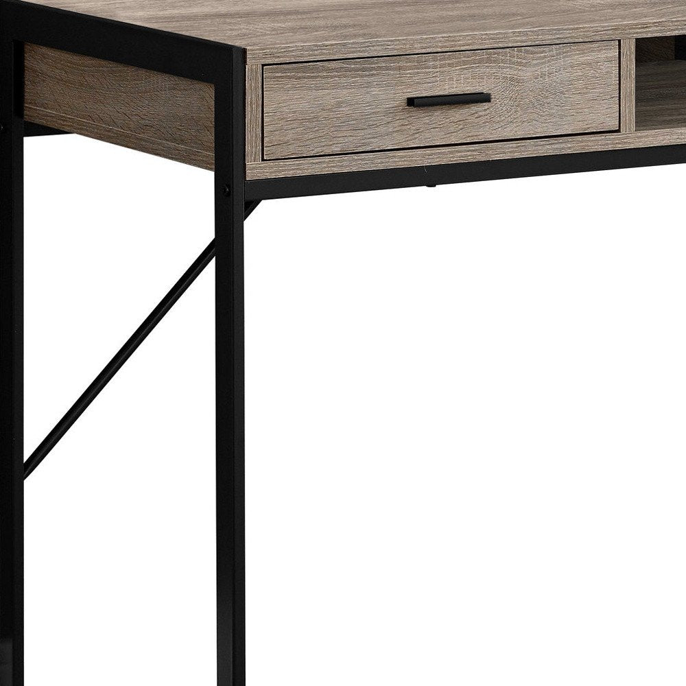 48" Dark Brown and Silver Computer Desk With Two Drawers