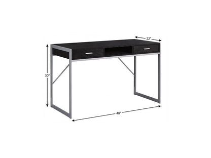 48" Dark Brown and Silver Computer Desk With Two Drawers