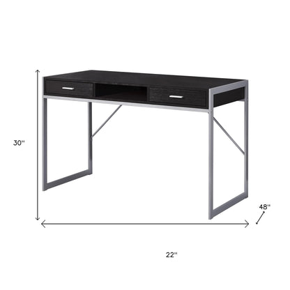22" White and Silver Computer Desk With Two Drawers