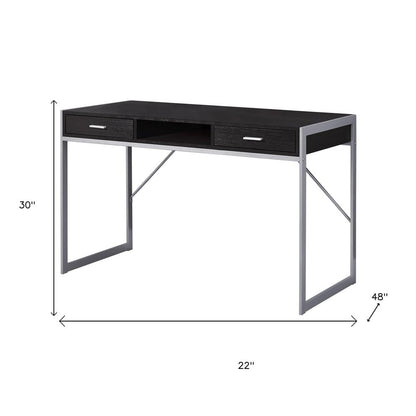 22" White and Silver Computer Desk With Two Drawers