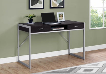 22" White and Silver Computer Desk With Two Drawers