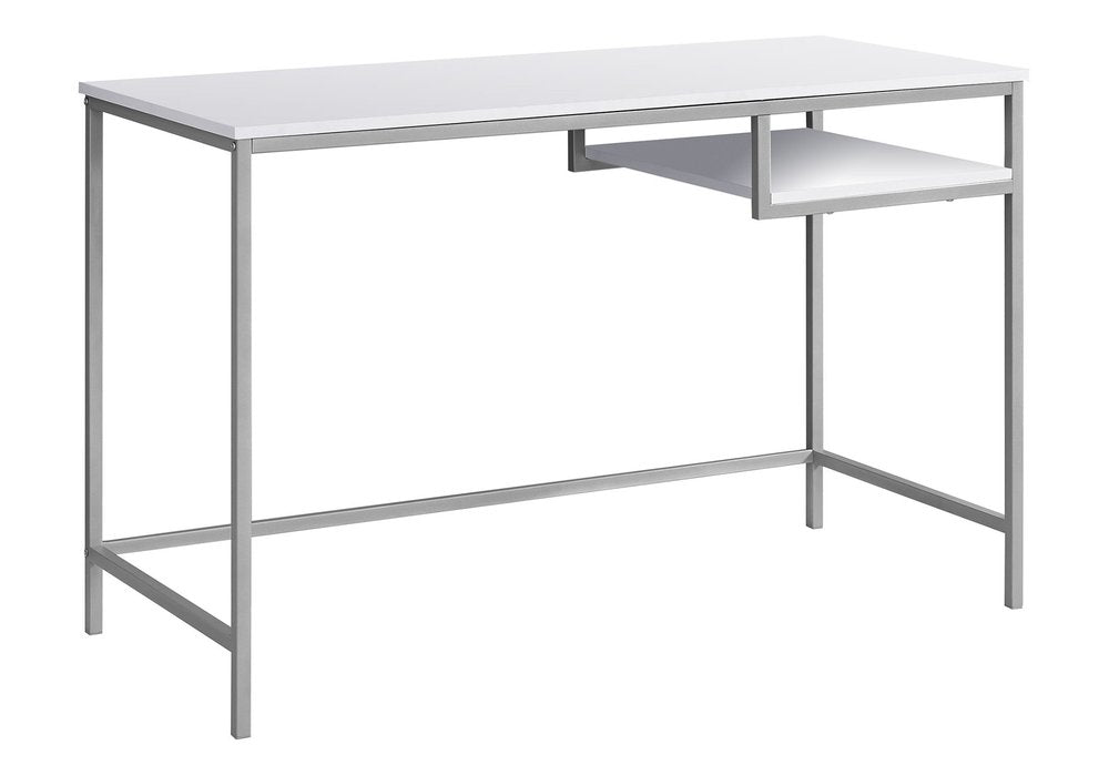 48" White and Silver Computer Desk
