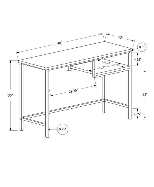 22" White and Silver Computer Desk