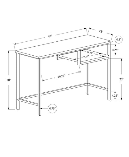 22" White and Silver Computer Desk