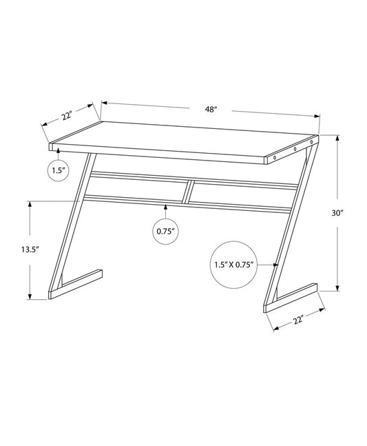 48" White and Silver Computer Desk