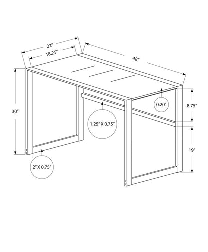48" Black Glass Computer Desk