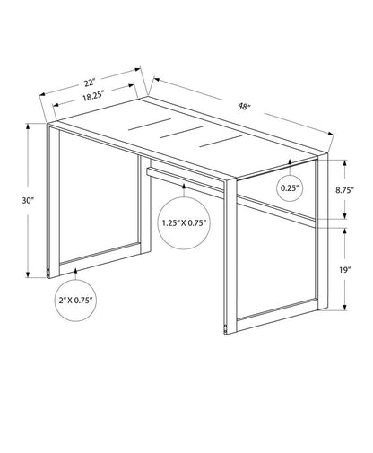 48" Black Glass Computer Desk