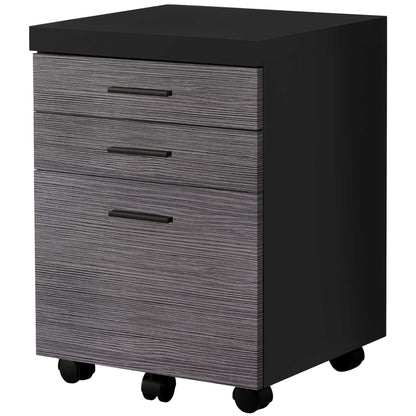 17.75" X 18.25" X 25.25" Black Grey Particle Board 3 Drawers  Filing Cabinet