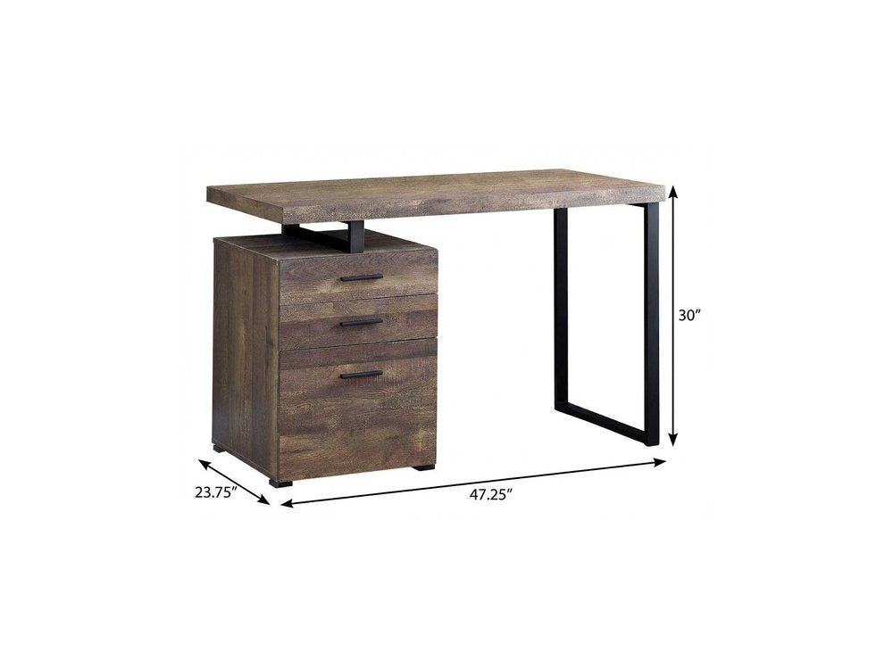 47" Gray and Black Computer Desk With Three Drawers