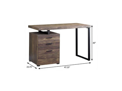 47" Gray and Black Computer Desk With Three Drawers