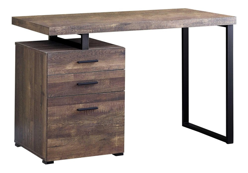 47" Taupe and Black Computer Desk With Three Drawers