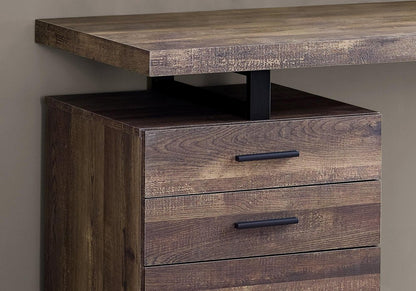 47" Taupe and Black Computer Desk With Three Drawers