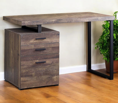 24" Brown and Black Computer Desk With Three Drawers