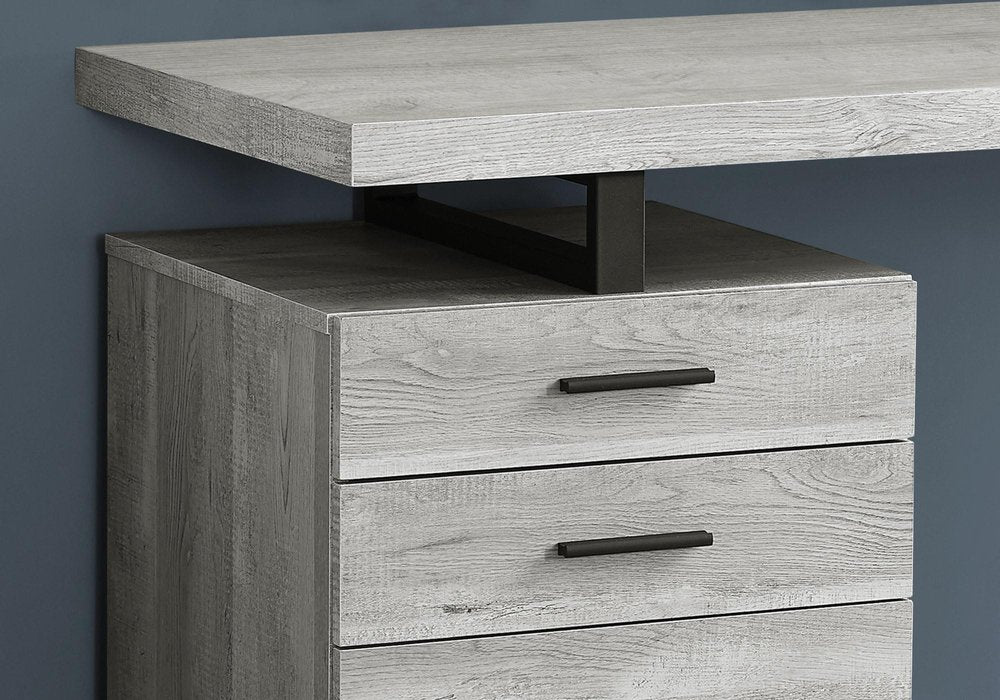 47" Taupe and Black Computer Desk With Three Drawers