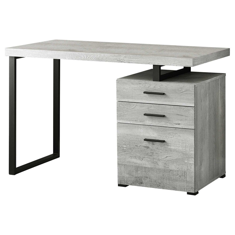 47" Taupe and Black Computer Desk With Three Drawers
