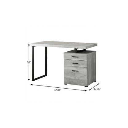 47" Taupe and Black Computer Desk With Three Drawers