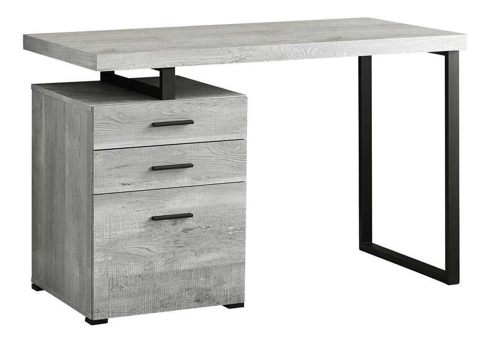 47" Taupe and Black Computer Desk With Three Drawers