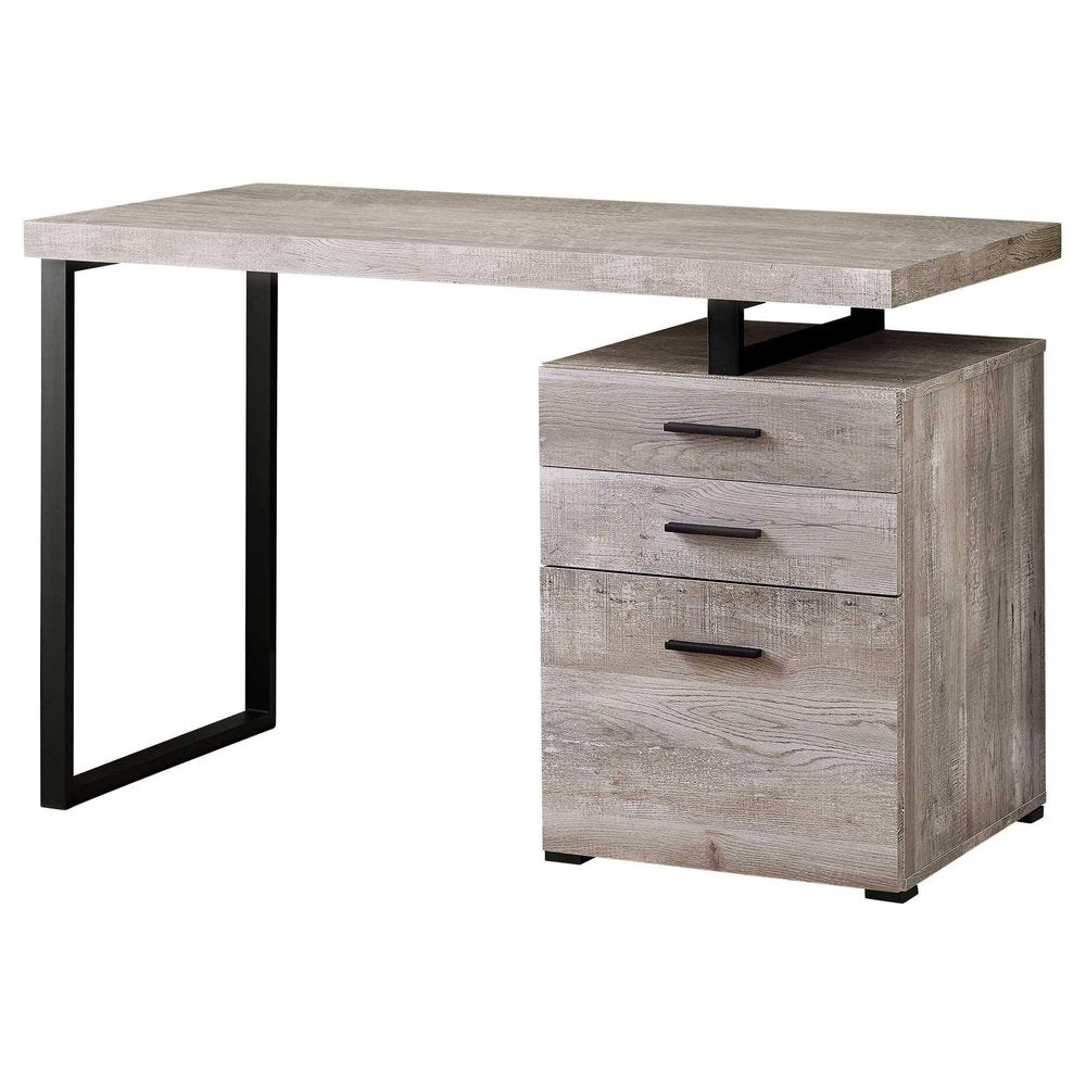 47" Taupe and Black Computer Desk With Three Drawers