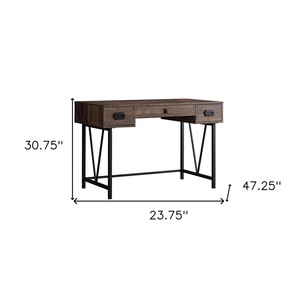 24" Brown and Black Computer Desk With Two Drawers