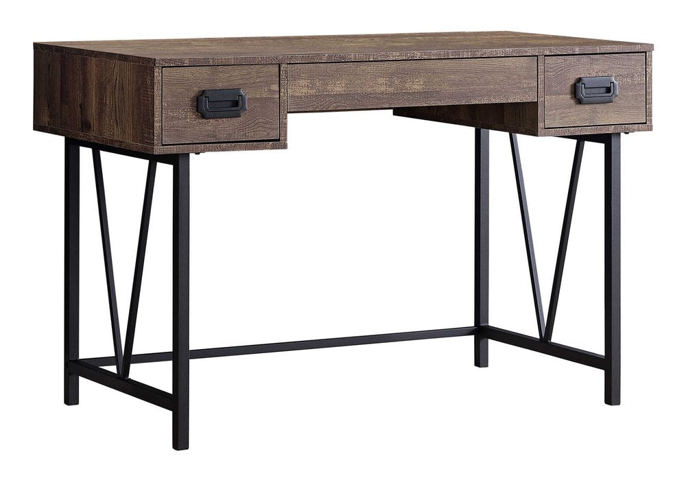 24" Brown and Black Computer Desk With Two Drawers