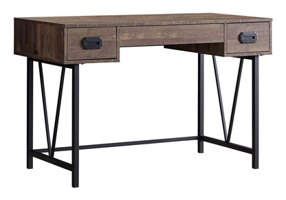 24" Brown and Black Computer Desk With Two Drawers