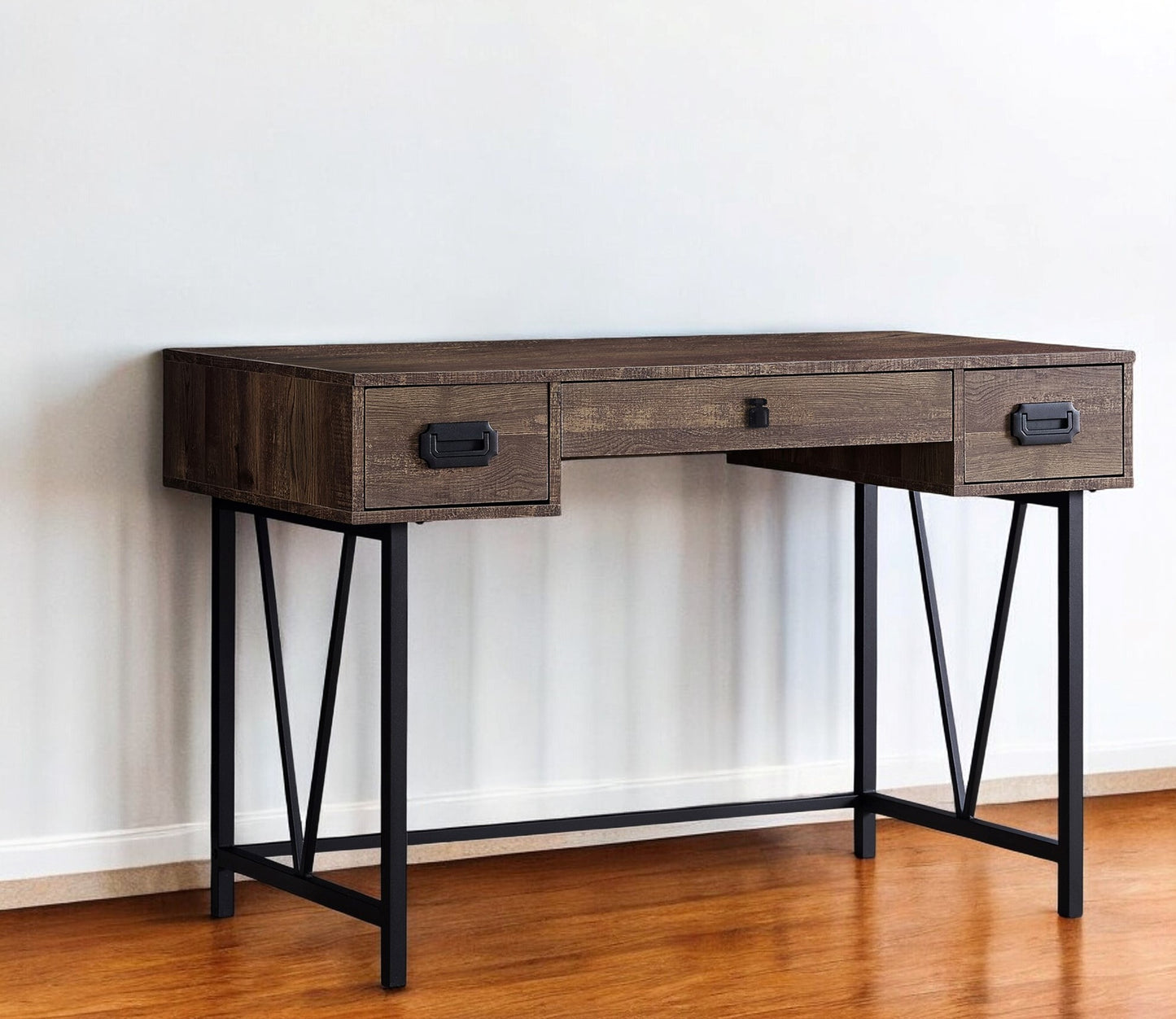 24" Brown and Black Computer Desk With Two Drawers