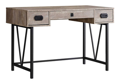 47" Taupe and Black Computer Desk With Three Drawers