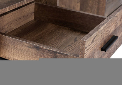 60" Taupe and Black Computer Desk With Three Drawers